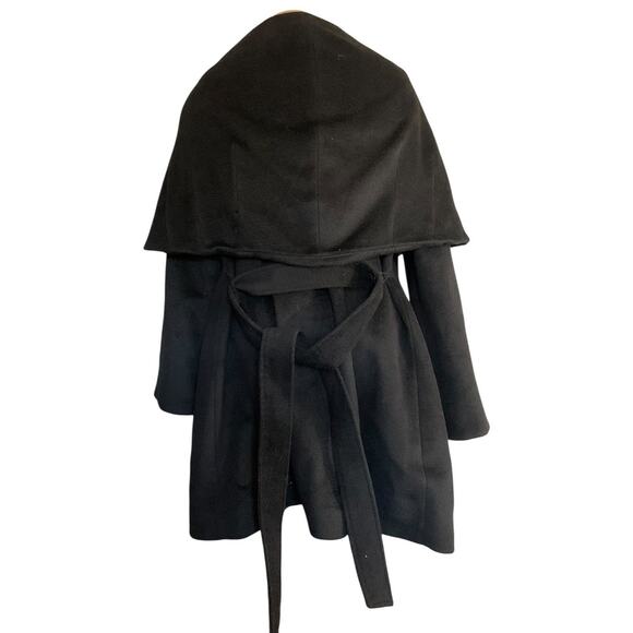 Elie Tahari Jackets & Blazers - Elie Tahari Women's Small Black Wool Coat Jacket Blend Belted Waterfall‎ Collar